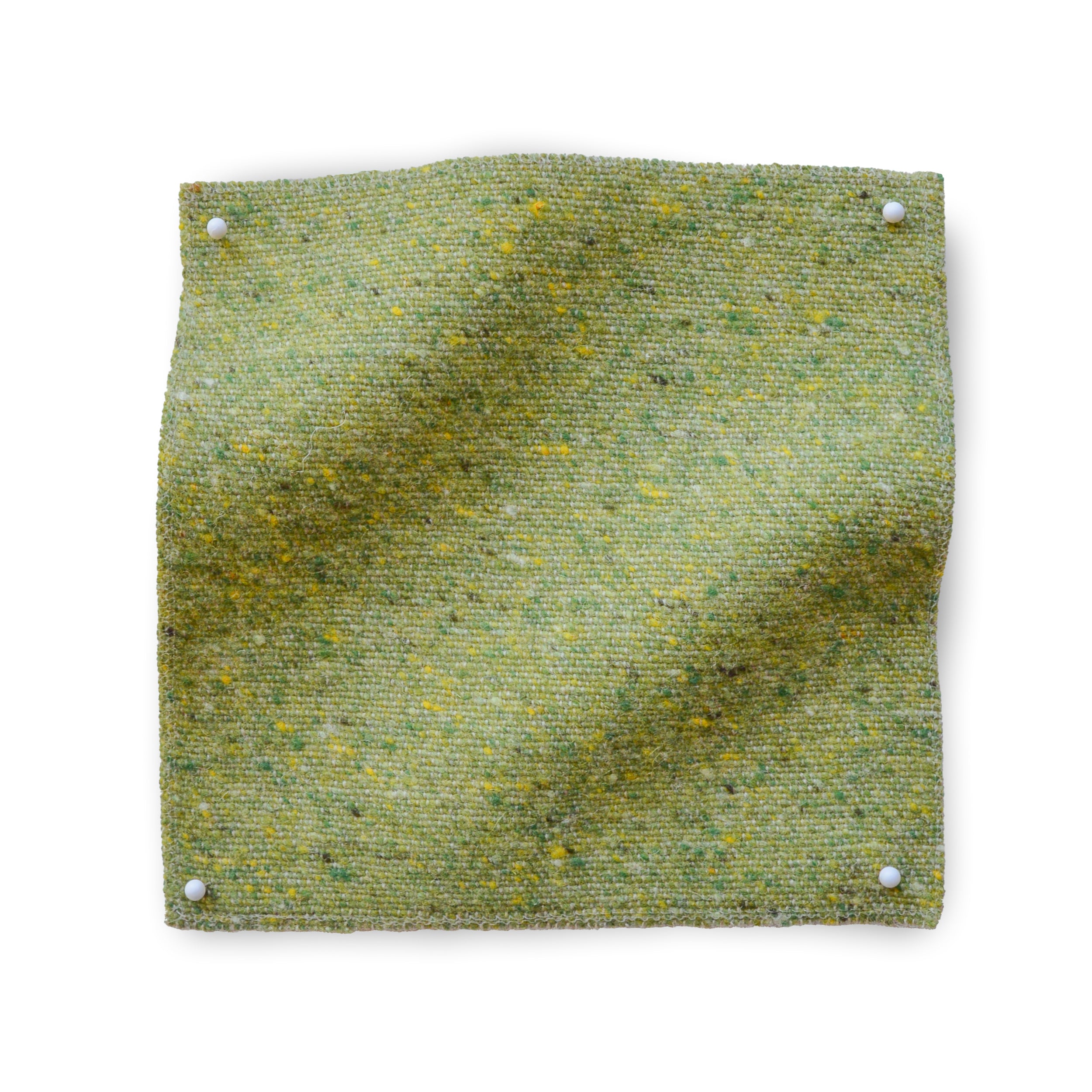 Square fabric swatch of heathered wool in a light green colorway.