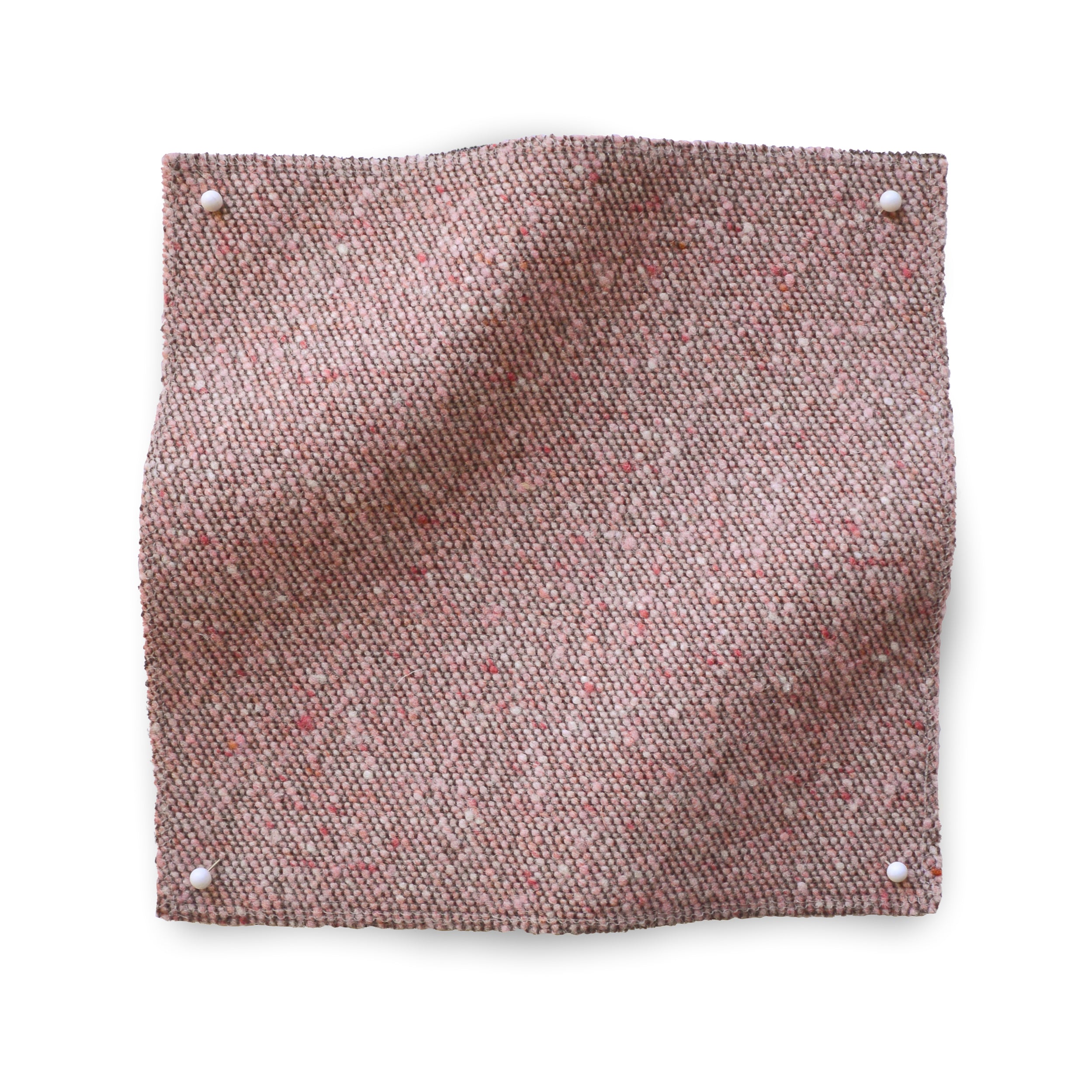 Square fabric swatch of heathered wool in a dusty rose colorway.