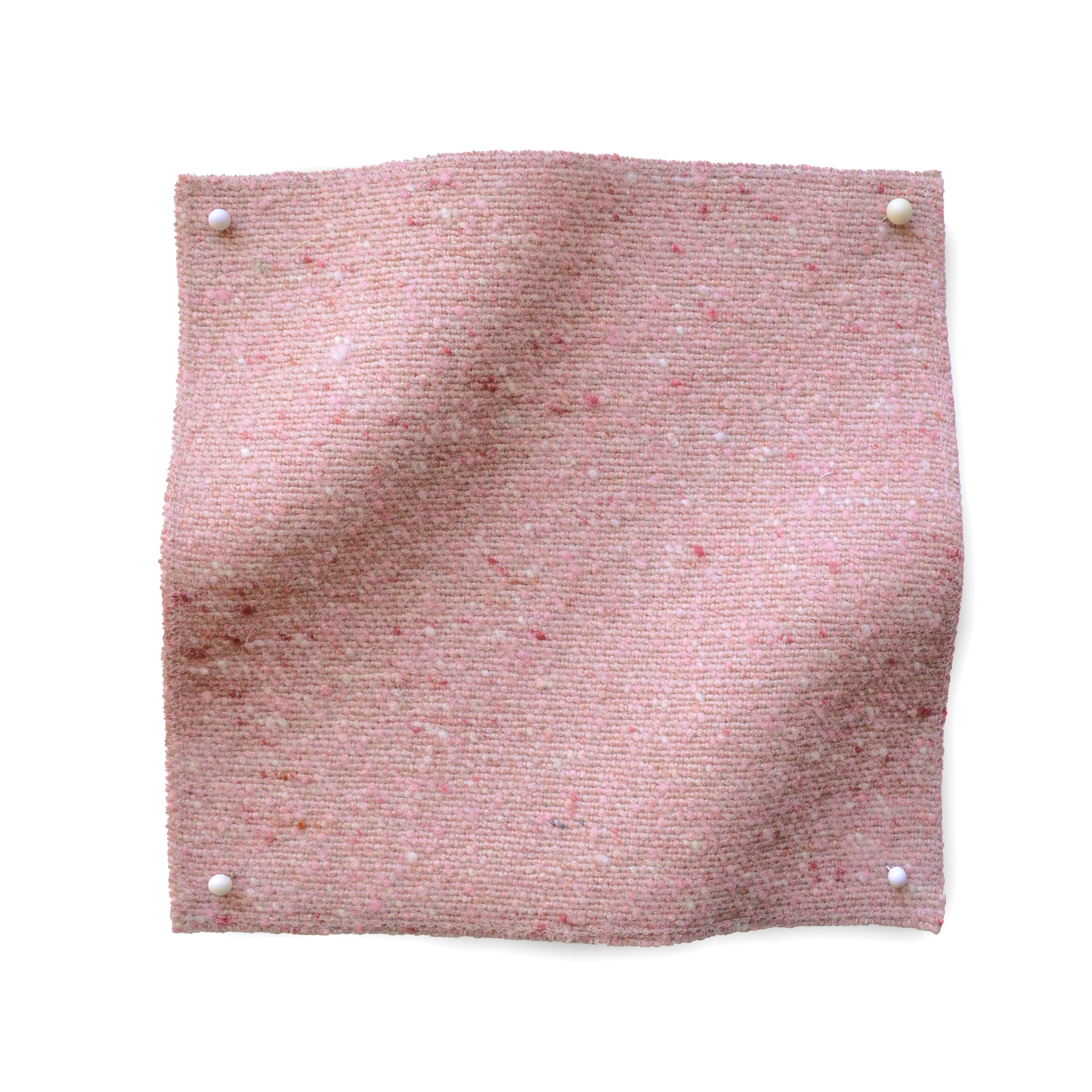 Square fabric swatch of heathered wool in a pink colorway.