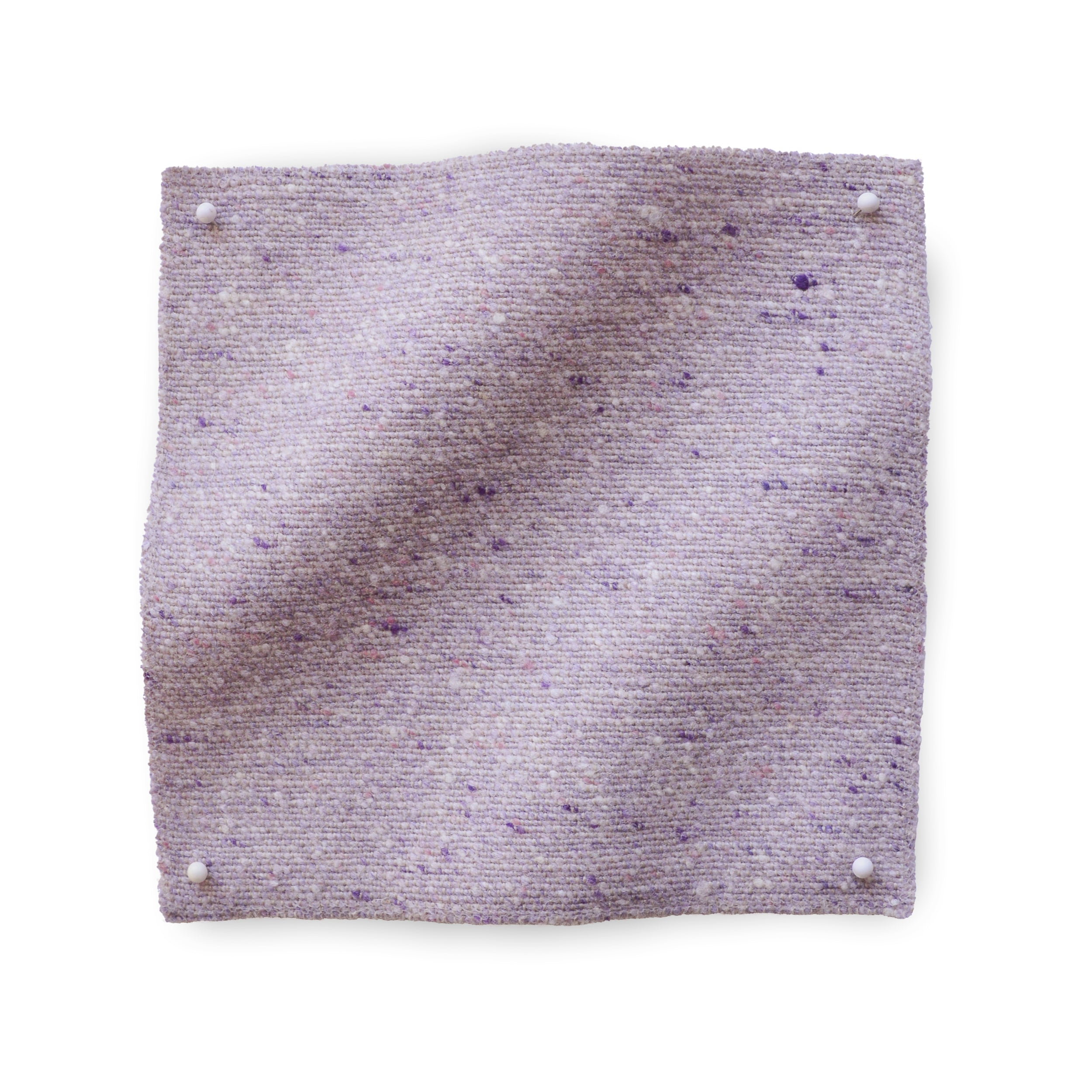 Square fabric swatch of heathered wool in a violet colorway.