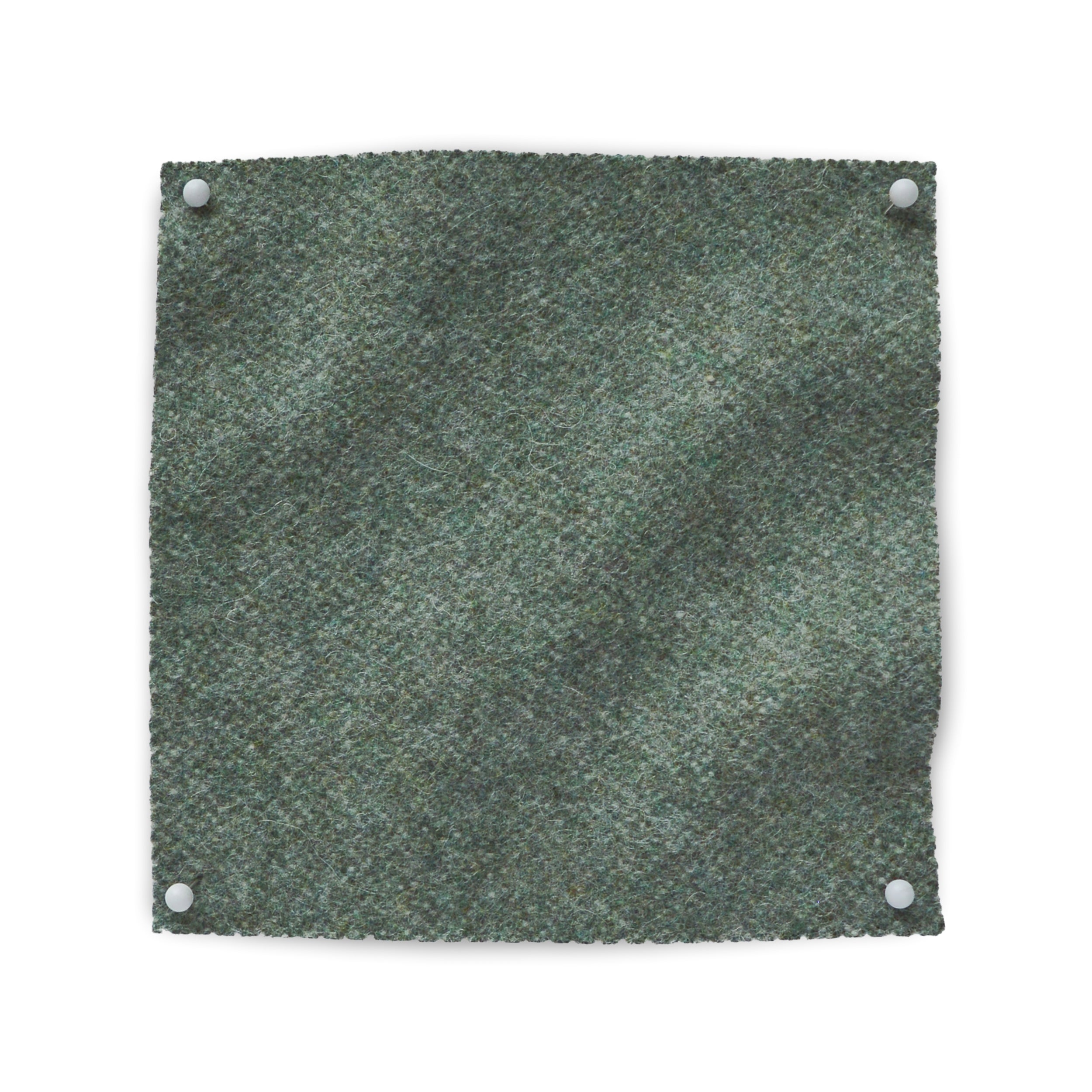 Square fabric swatch of wool in a dark green colorway.