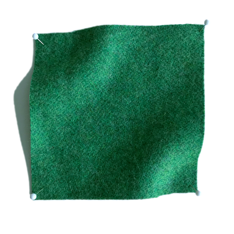 Square fabric swatch of wool in an emerald green colorway.