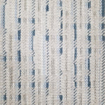 Textured broadloom carpet with blue and beige stripes