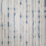 Textured broadloom carpet with blue and beige stripes