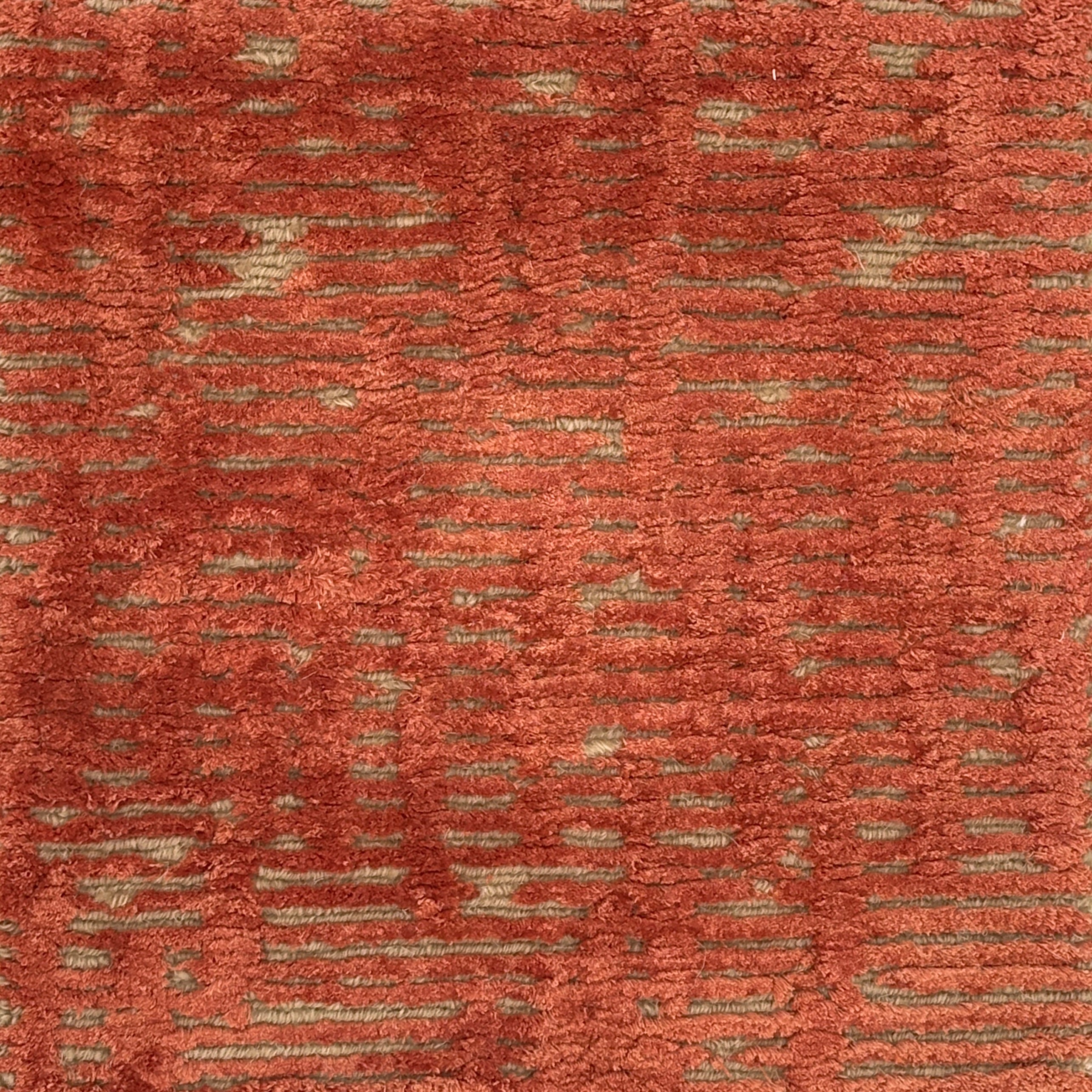 Textured red and gold handknotted rug