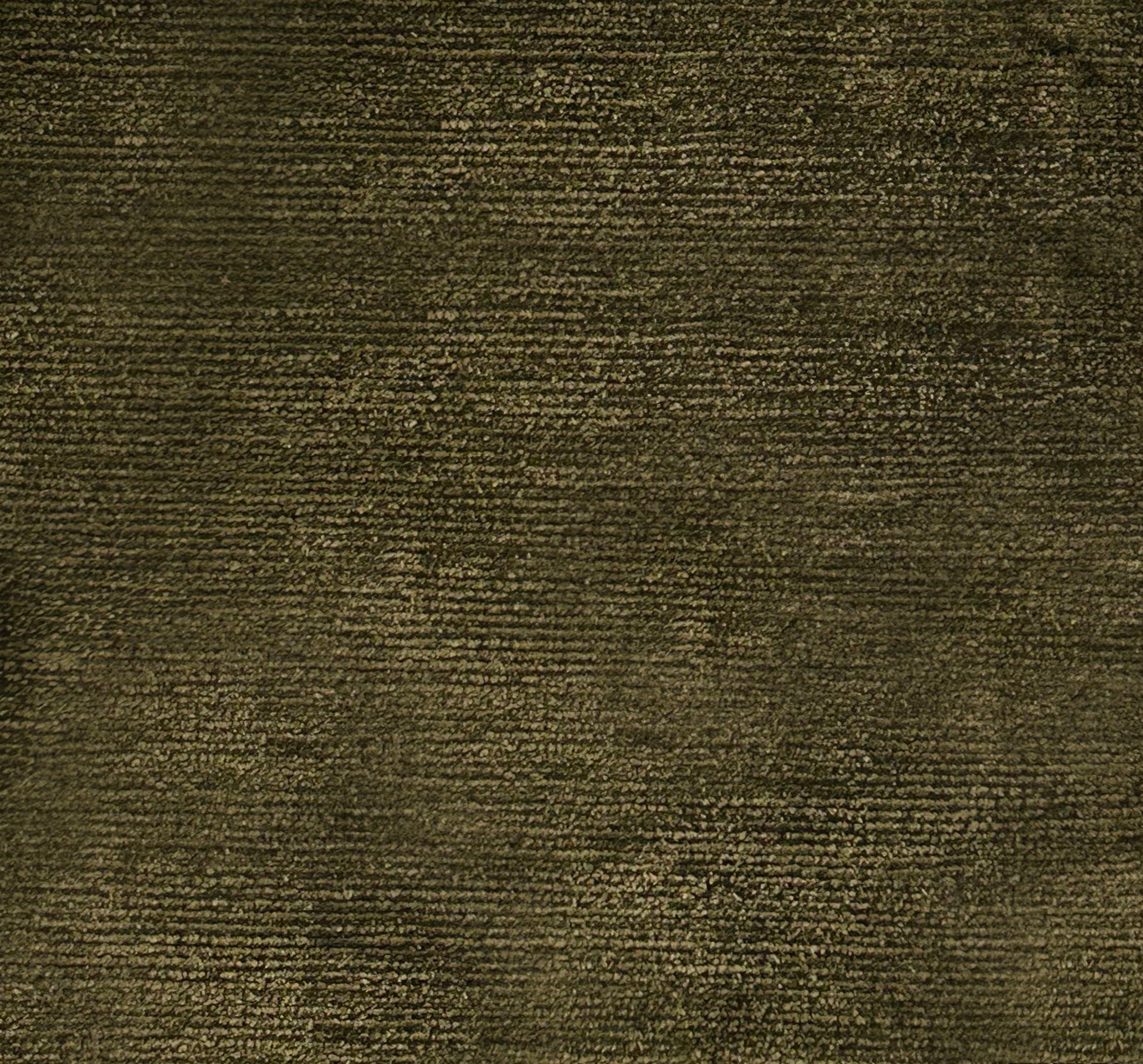 Handknotted rug in solid olive green. 