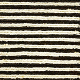 Woven rug swatch in natural fibers in a white and dark brown stripe pattern