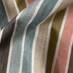 Close-up of striped fabric with multicolor pattern
