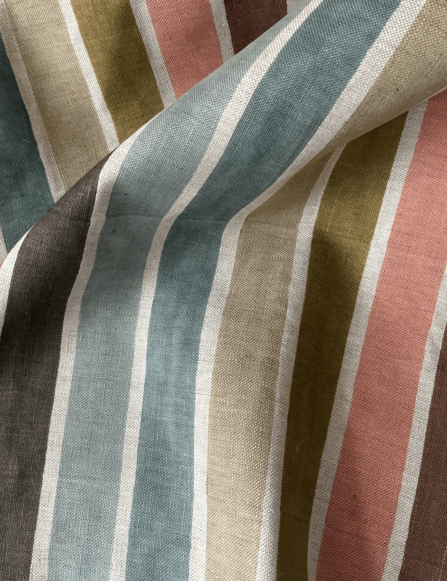 Close-up of striped fabric with multicolor pattern