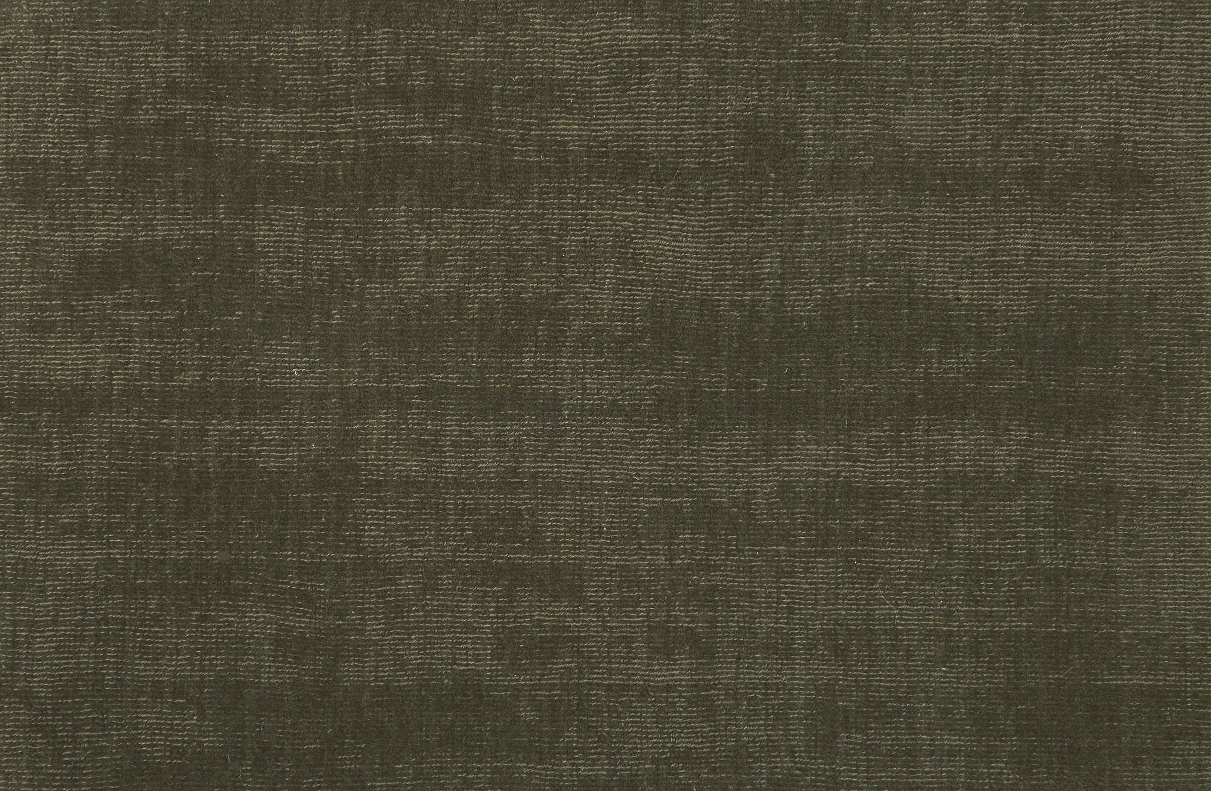 Solid broadloom carpet in olive green. 