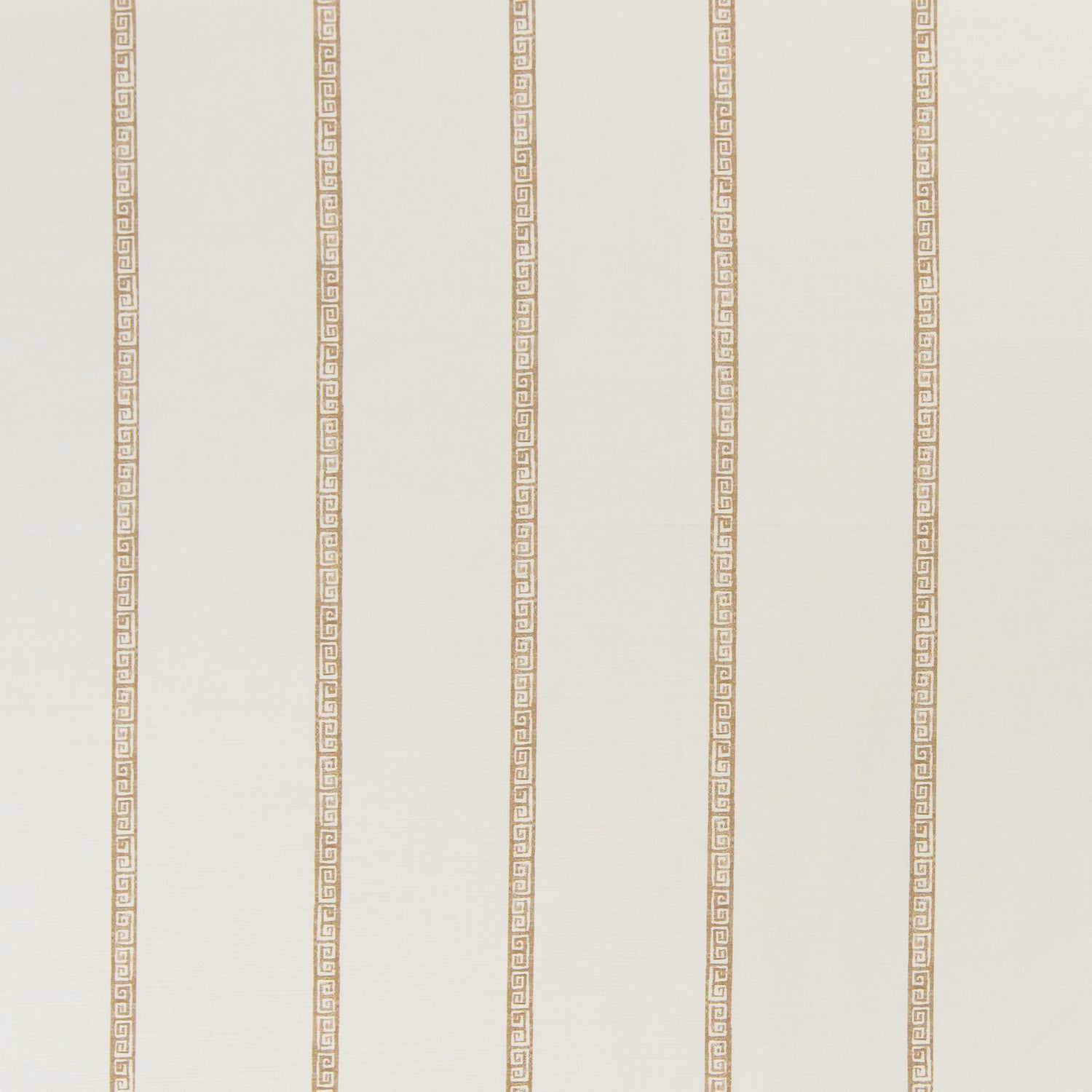 printed linen fabric in a minimal geometric linear pattern in gold on a cream field.