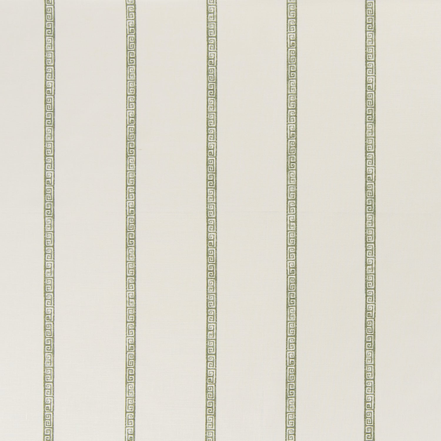 printed linen fabric in a minimal geometric linear pattern in sage on a cream field.