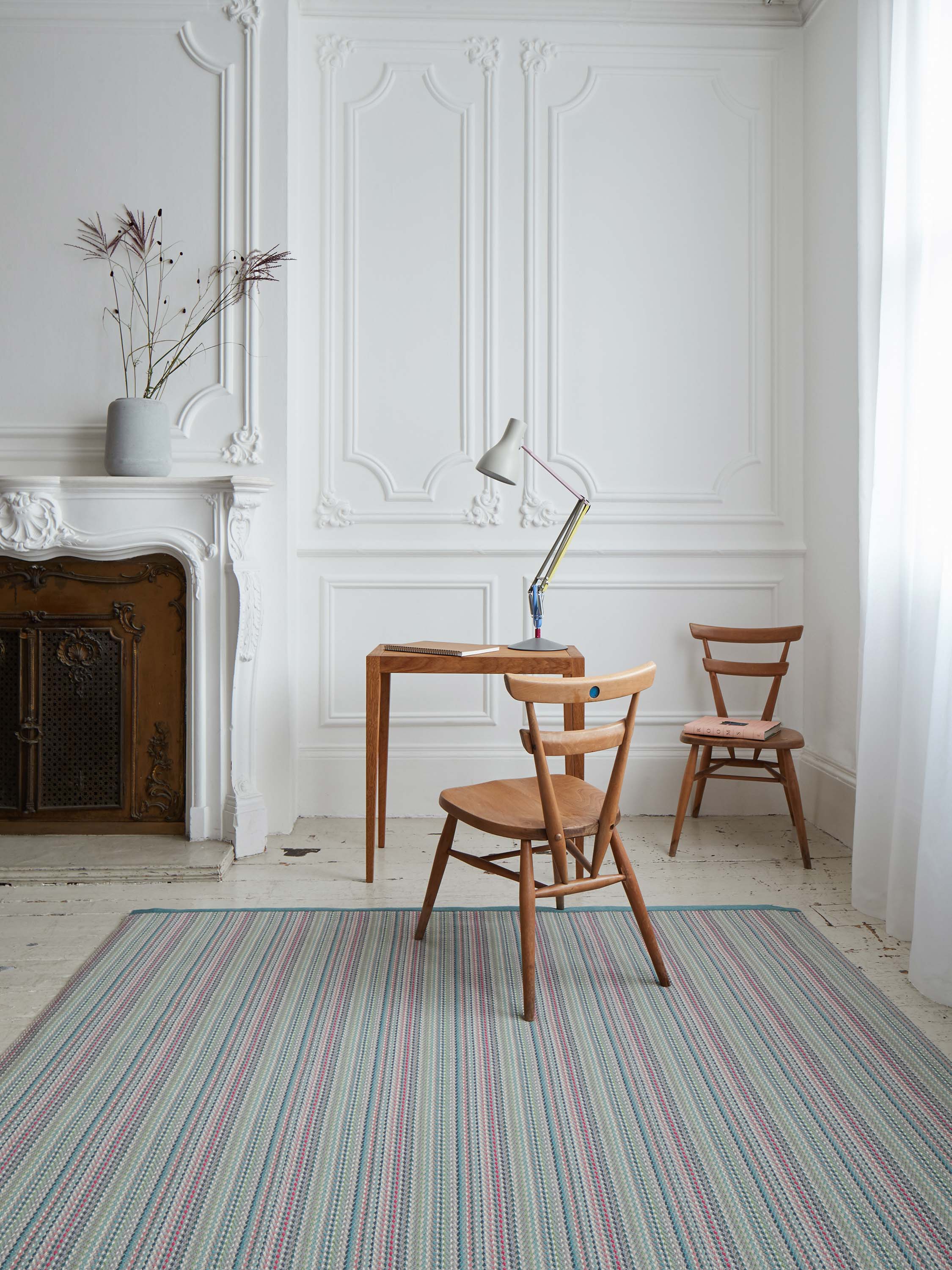 Striped flatweave runner in green pink blue red