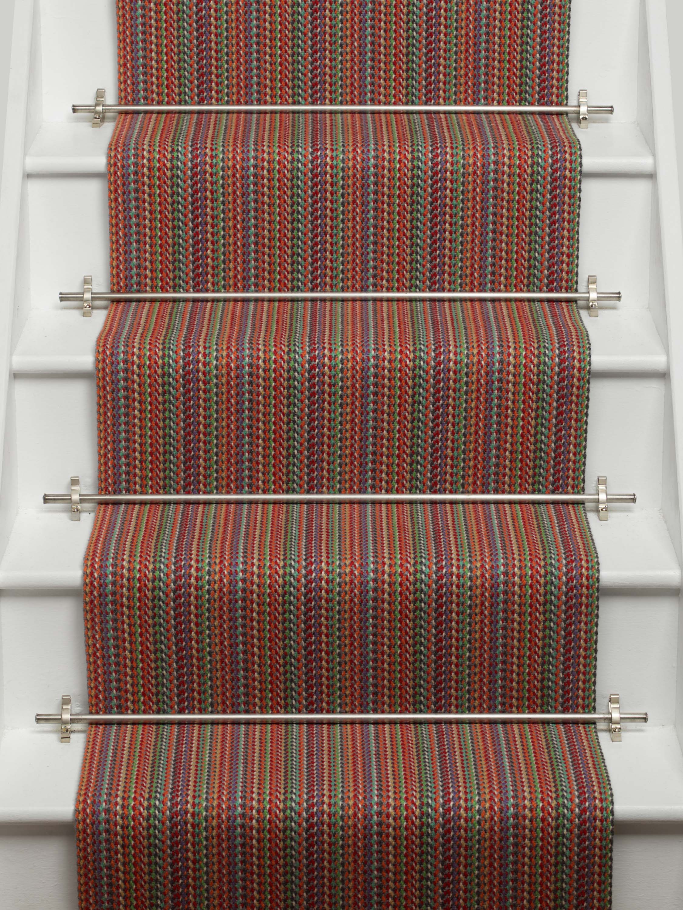 Striped flatweave runner in red orange green blue