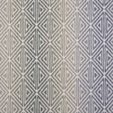 Broadloom carpet with triangle pattern with an ombré background in blue and green. 