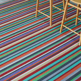 Striped flatweave runner in green blue purple orange red 