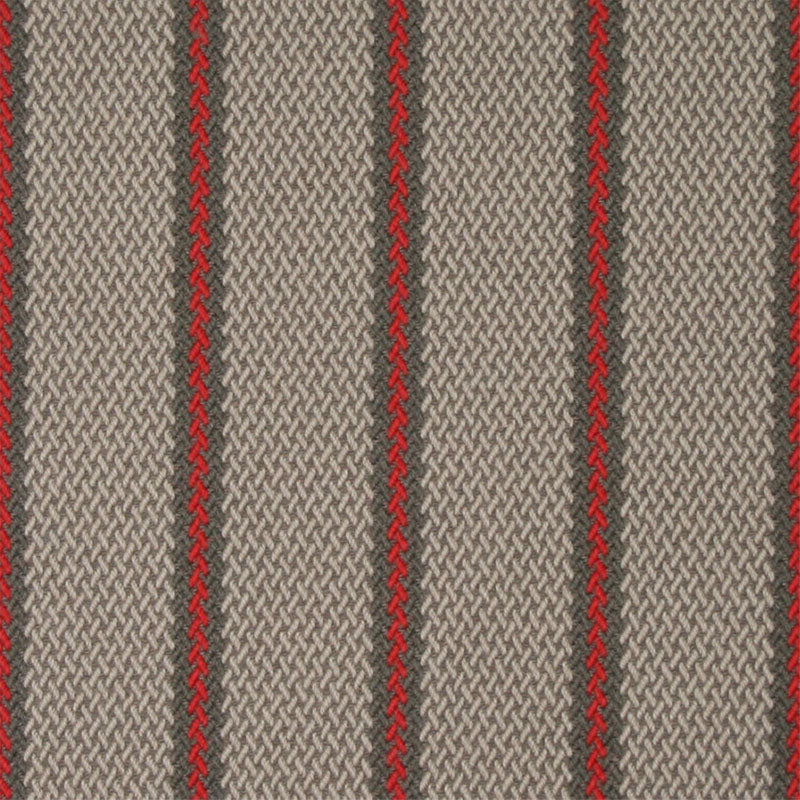 Striped flatweave runner in light grey with red