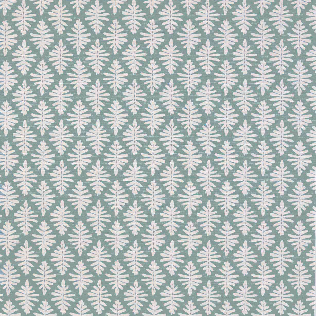 White leaf pattern on a teal background
