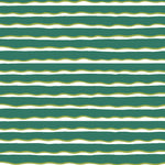 Detail of fabric in an undulating stripe pattern in sage and white on a green field.