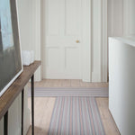 Striped flatweave runner in grey and pink 