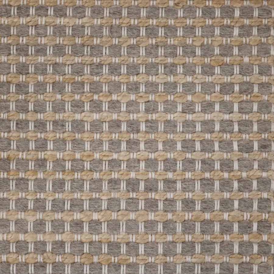 Broadloom carpet swatch in a rope textural pattern in a cream dark grey design