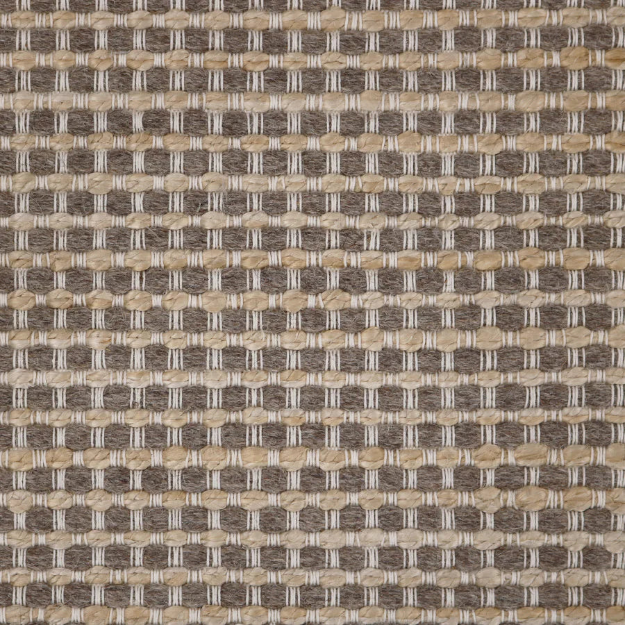 Broadloom carpet swatch in a rope textural pattern in a cream dark grey design