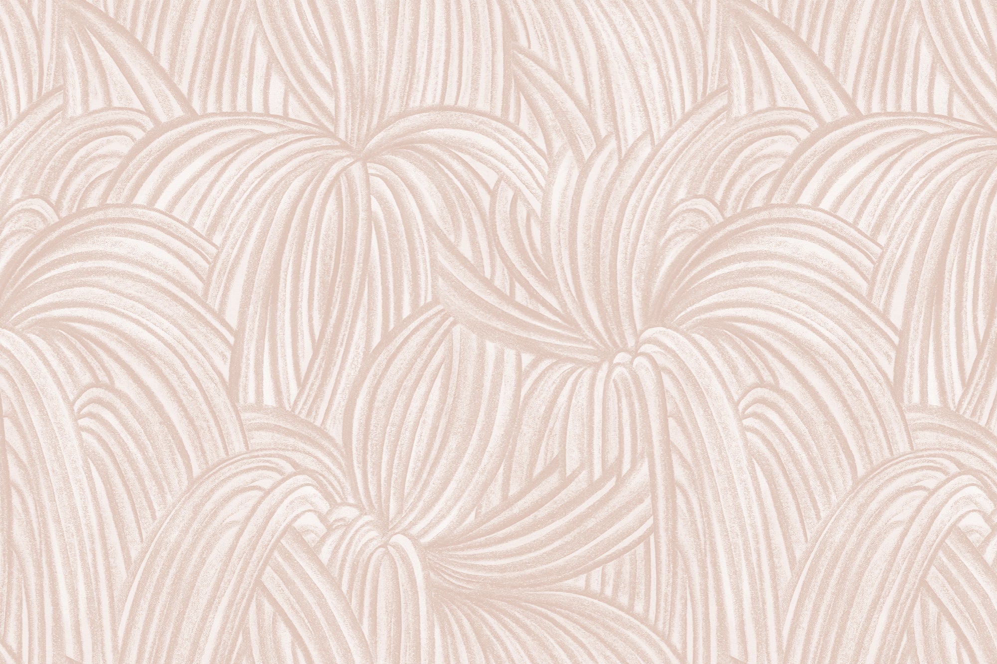 Detail of wallpaper in a textural painted print in blush on a cream field.