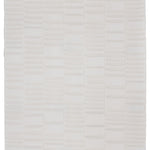 Sheet of hand-painted wallpaper with an undulating ribbon pattern in ivory.