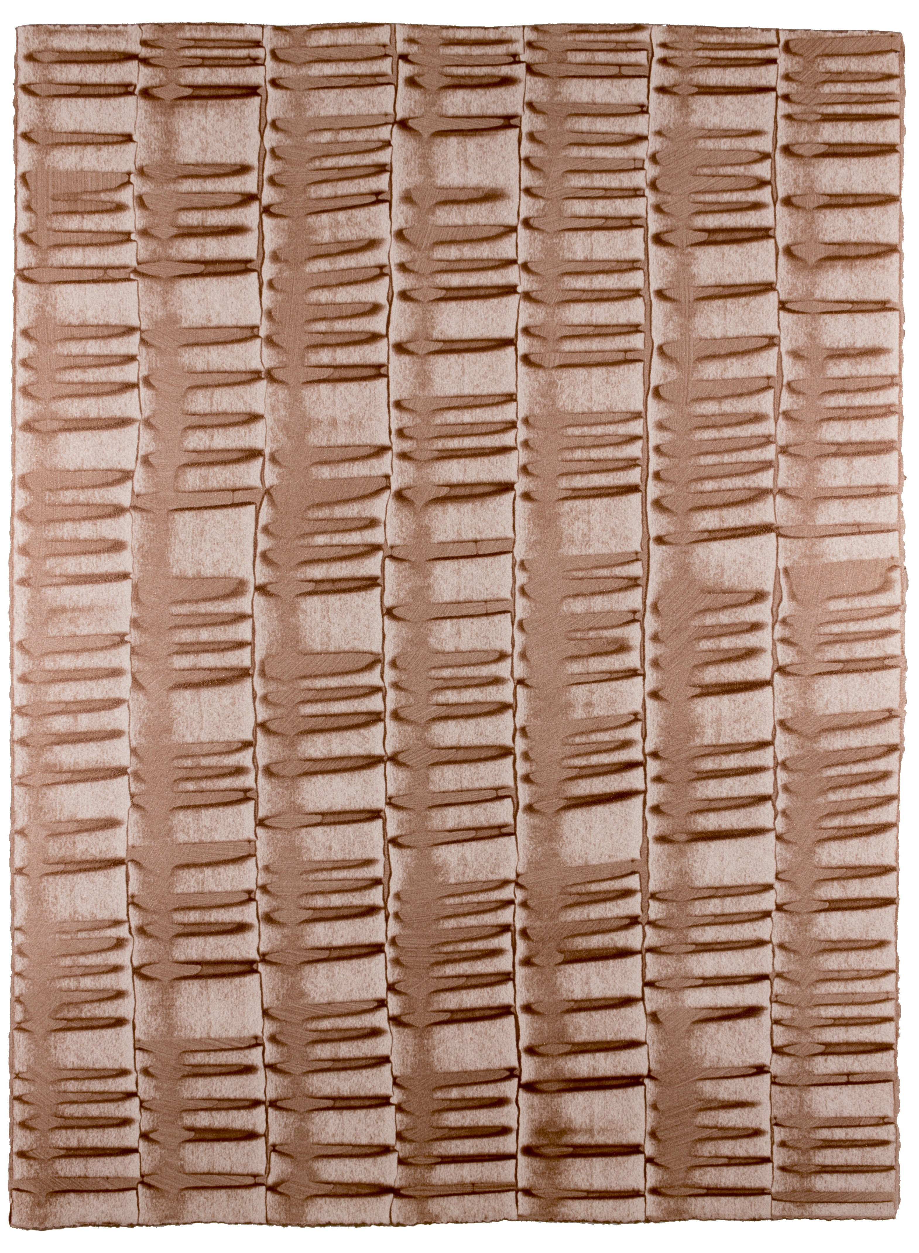 Sheet of hand-painted wallpaper with an undulating ribbon pattern in copper.