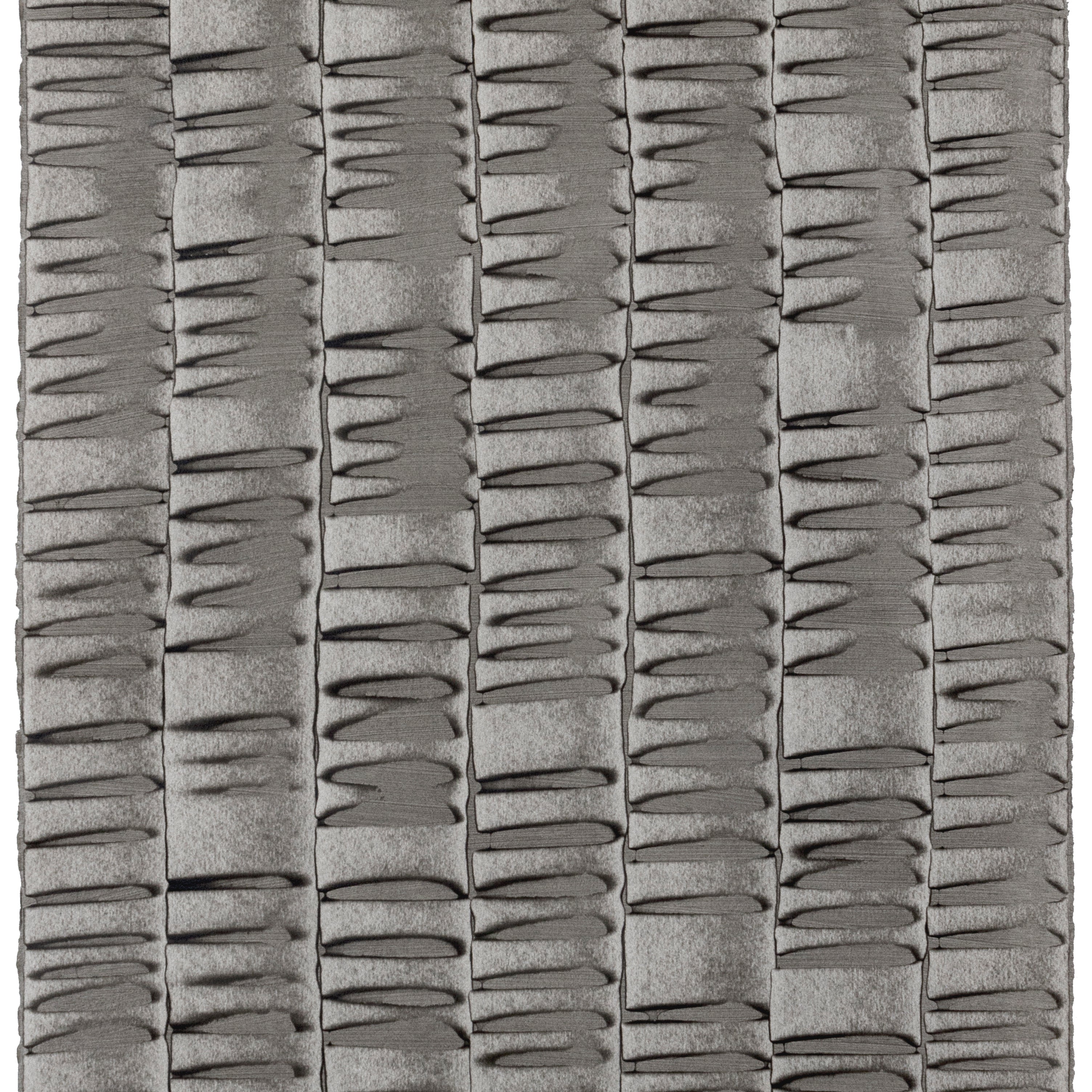 Sheet of hand-painted wallpaper with an undulating ribbon pattern in charcoal.