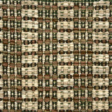 Handwoven rug detail in a checkered design in cream, green and tan