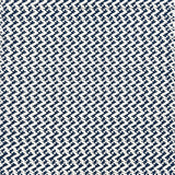 Indoor-Outdoor rug in a small scale zig zag stripe in white and blue.