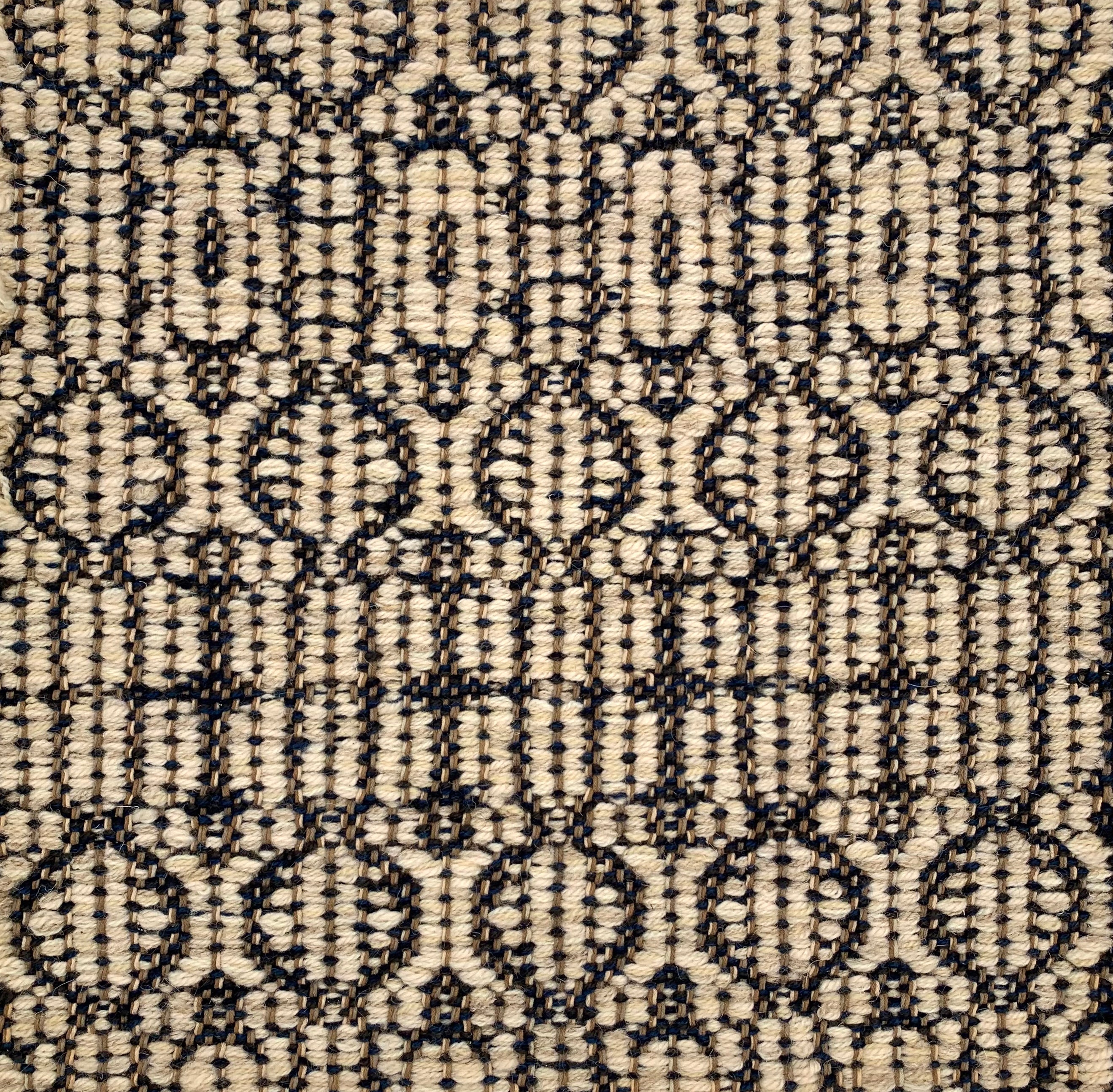 Handwoven rug detail in a contemporary design in black and white