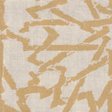 Detail of fabric in a textural lattice print in tan on a cream field.