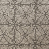 Detail of fabric in a botanical geometric print in shades of gray.