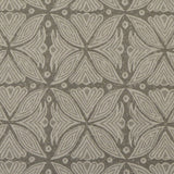 Detail of fabric in a botanical geometric print in shades of gray.