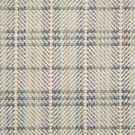 Plaid pattern broadloom with blue and beige on a herringbone patterned background.