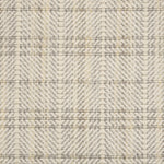 Plaid pattern broadloom with grey and beige on a herringbone patterned background.