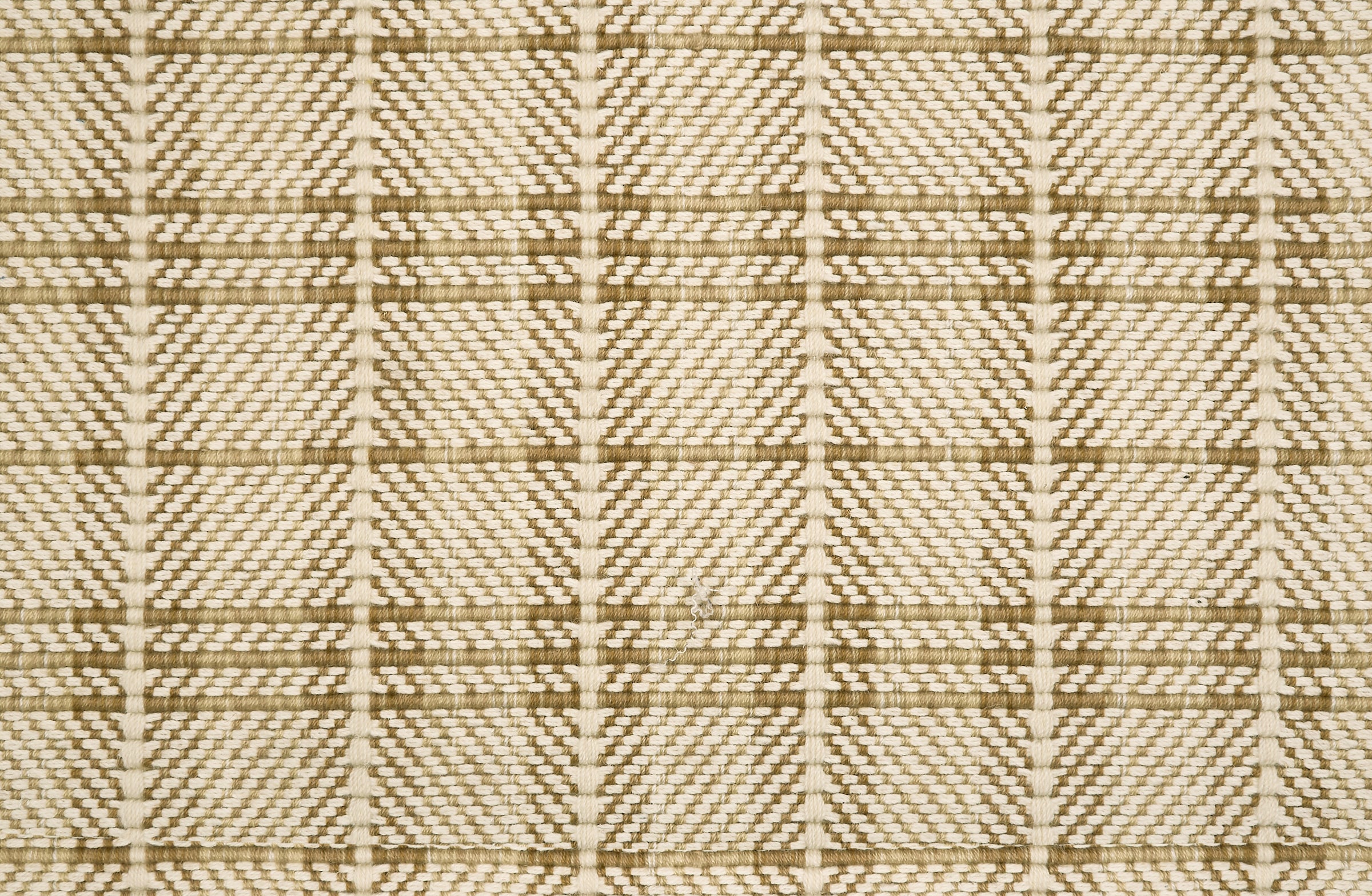 Plaid pattern broadloom with tan and beige on a herringbone patterned background.