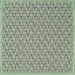 Textured woven outdoor carpet a basketweave design in grey and green.