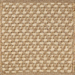Textured woven outdoor carpet a basketweave design in tan.