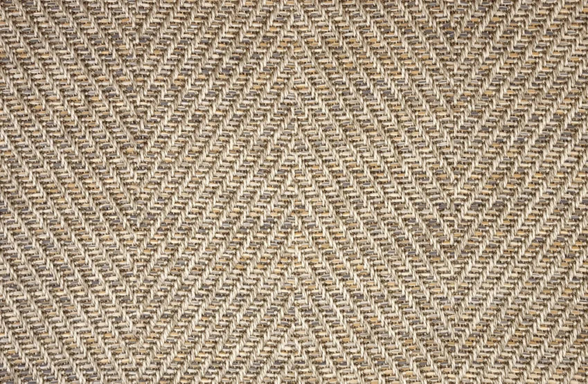 Broadloom carpet swatch herringbone design in yellow brown