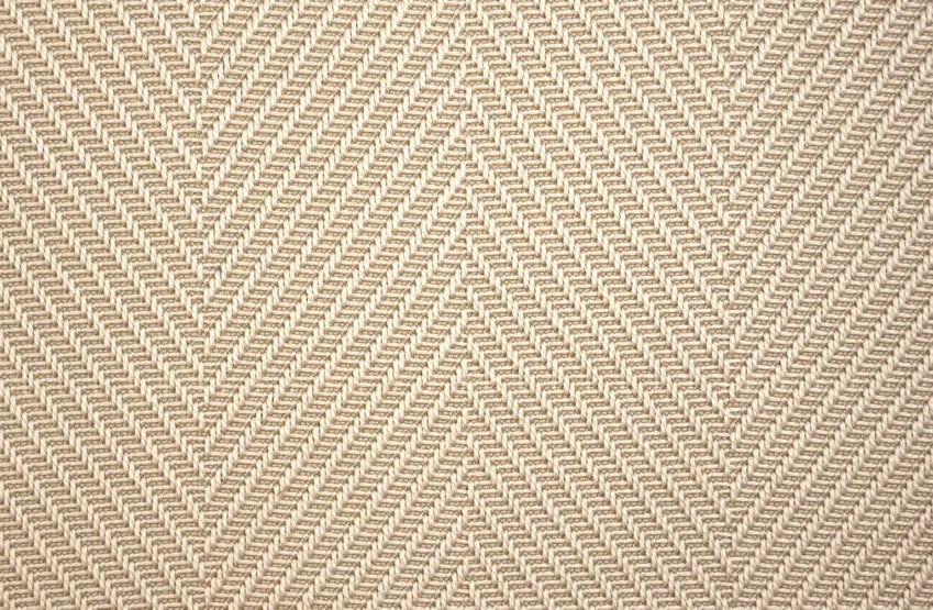 Broadloom carpet swatch herringbone design in cream