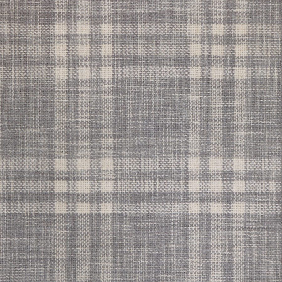 Broadloom carpet swatch in a plaid pattern in a medium grey design