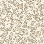 Wallpaper detail in a painterly botanical lace pattern in tonal shades of light taupe and ivory.