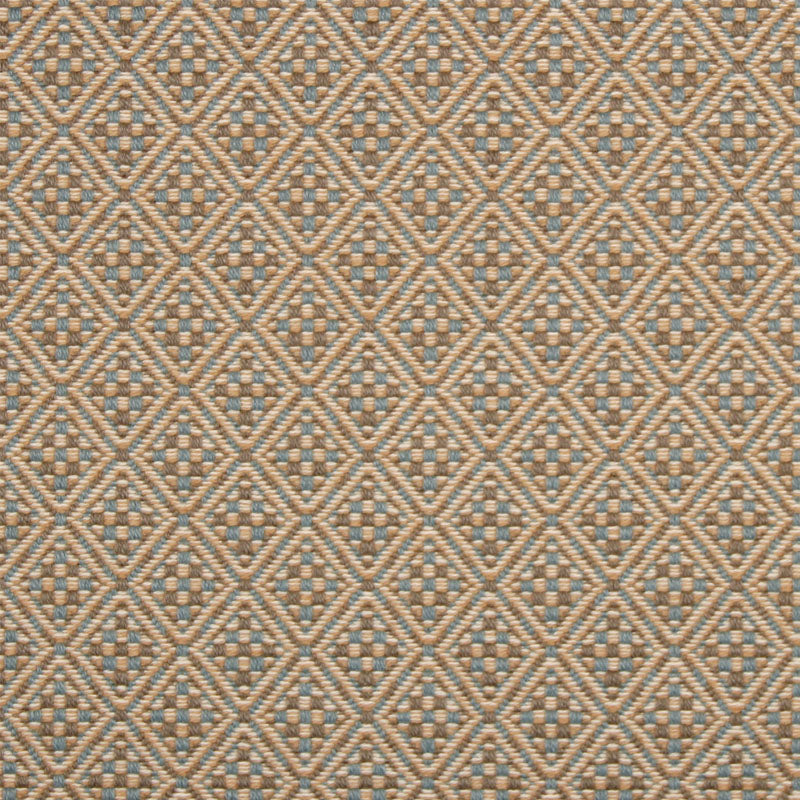 Diamond flatweave runner in tan and blue