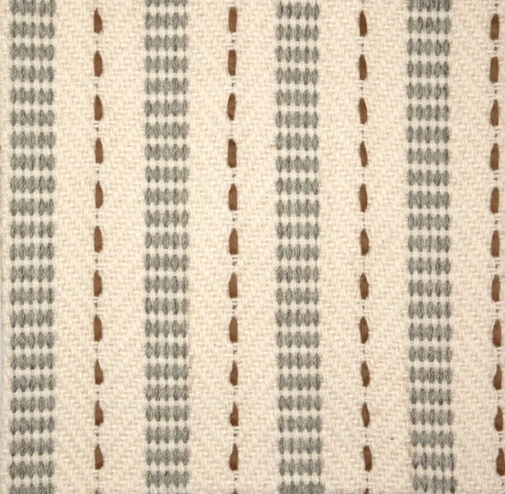 Broadloom carpet swatch in a stripe pattern in a grey cream tan design