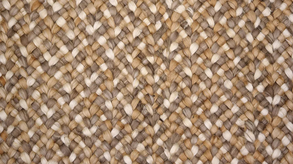 Broadloom carpet swatch textured design in tan grey 