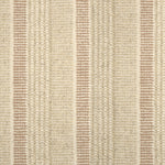 Textured broadloom carpet in beige with stripes in clay pink.