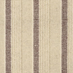 Textured broadloom carpet in beige with stripes in chocolate brown.  